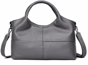 Handbag for Women PU Leather Top-Handle Satchel Ladies Shoulder Bag Stitching Tote Purse Crossbody Bag(Wine)