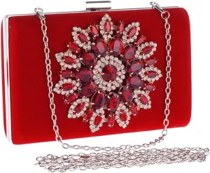 HBJWOV Ladies clutch bag with diamonds delicate evening party clutch velvet bridal bag small square bag