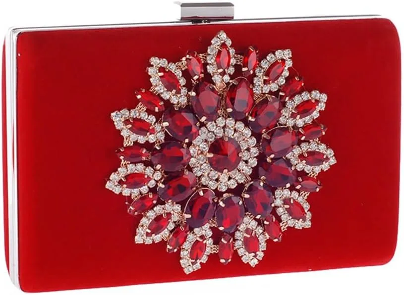 HBJWOV Ladies clutch bag with diamonds delicate evening party clutch velvet bridal bag small square bag