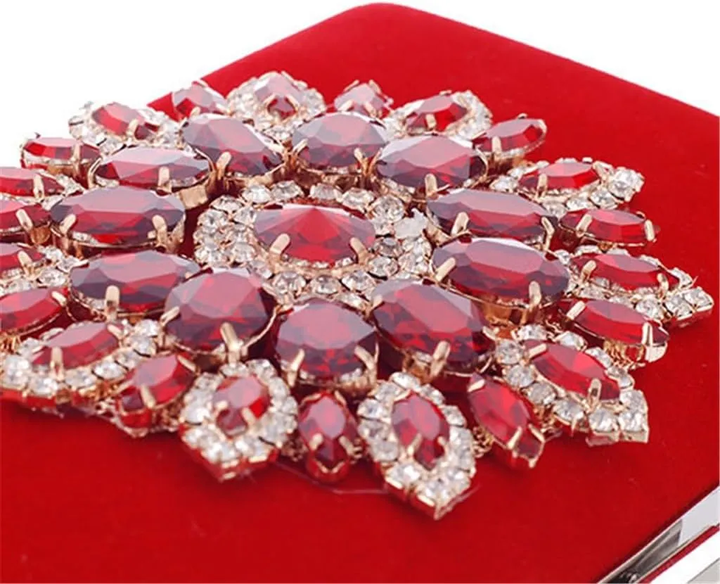 HBJWOV Ladies clutch bag with diamonds delicate evening party clutch velvet bridal bag small square bag