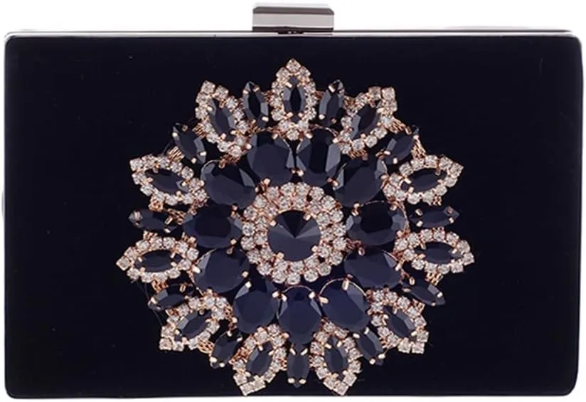 HBJWOV Ladies Clutch Bag with Diamonds Delicate Evening Party Clutch Velvet Bridal Bag Small Square Bag(E)