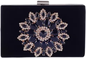 HBJWOV Ladies Clutch Bag with Diamonds Delicate Evening Party Clutch Velvet Bridal Bag Small Square Bag(E)