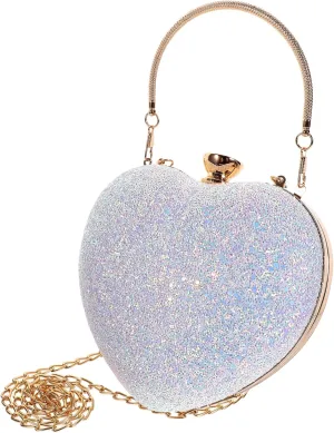 Heart Shaped Cross Body Handbag for Women Delicate Sequins Chain Purse Party Bag Stylish Evening Accessory Portable and Durable Design