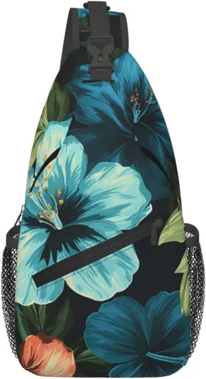 Hibiscus Flowers Pattern Cross Chest Bag Diagonally Sling Backpack Outdoor Travel Cycling Bag for Men Women