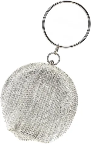 Homoyoyo Evening Banquet Bag Ball Shape Delicate Bag for Wedding Party Banquet Cocktail Elegant Imitation Diamond