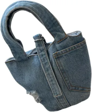 Homoyoyo Vintage Denim Handbag Portable Denim Purse for Women Casual Style Tote Bag Lightweight and Versatile for Travel Outdoor Beach and Daily Use