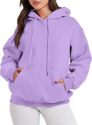 Hoodies for Women Oversized Solid Color Long Sleeve Hooded Sweater Basic Pullover Sweatshirts with Pocket