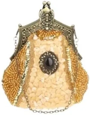 HUFFA Vintage Handmade Beaded Boho Evening Bag Women Clutch Bag Delicate Banquet Bags Bride Wedding Party Purse (Color : Gold)
