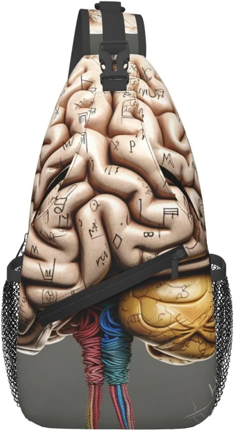 Human Brain Cross Chest Bag Diagonally Sling Backpack Outdoor Travel Cycling Bag for Men Women
