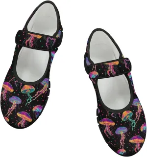 Jeiento Slip On Mushroom Pattern Mary Jane Flats Ballet Flats Shoes for Women Casual Dress Shoes