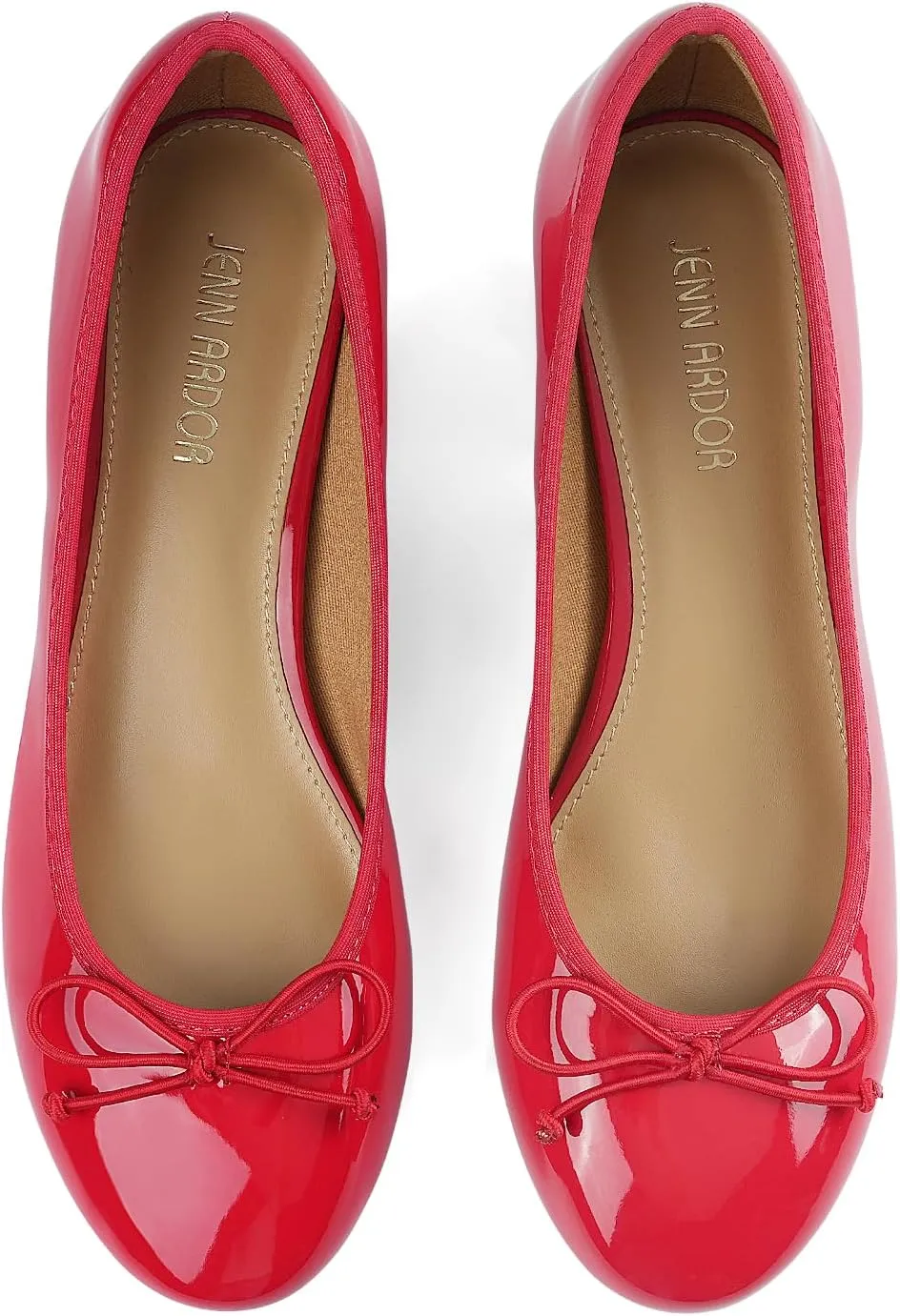 JENN ARDOR Chunky Block Low Heels Bow Round Closed Toe Comfort Work Casual Slip-On Bridal Wedding Guest Dress Cute Ballet Pumps Shoes for Women