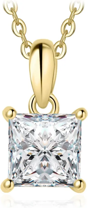 JewelryPalace 1ct Cubic Zirconia Solitaire Pendant Necklace for Women, 14K White Yellow Rose Gold Plated 925 Sterling Silver Necklaces for Her, Classic Simulated Diamond Jewelry Set, 18 Inches chain