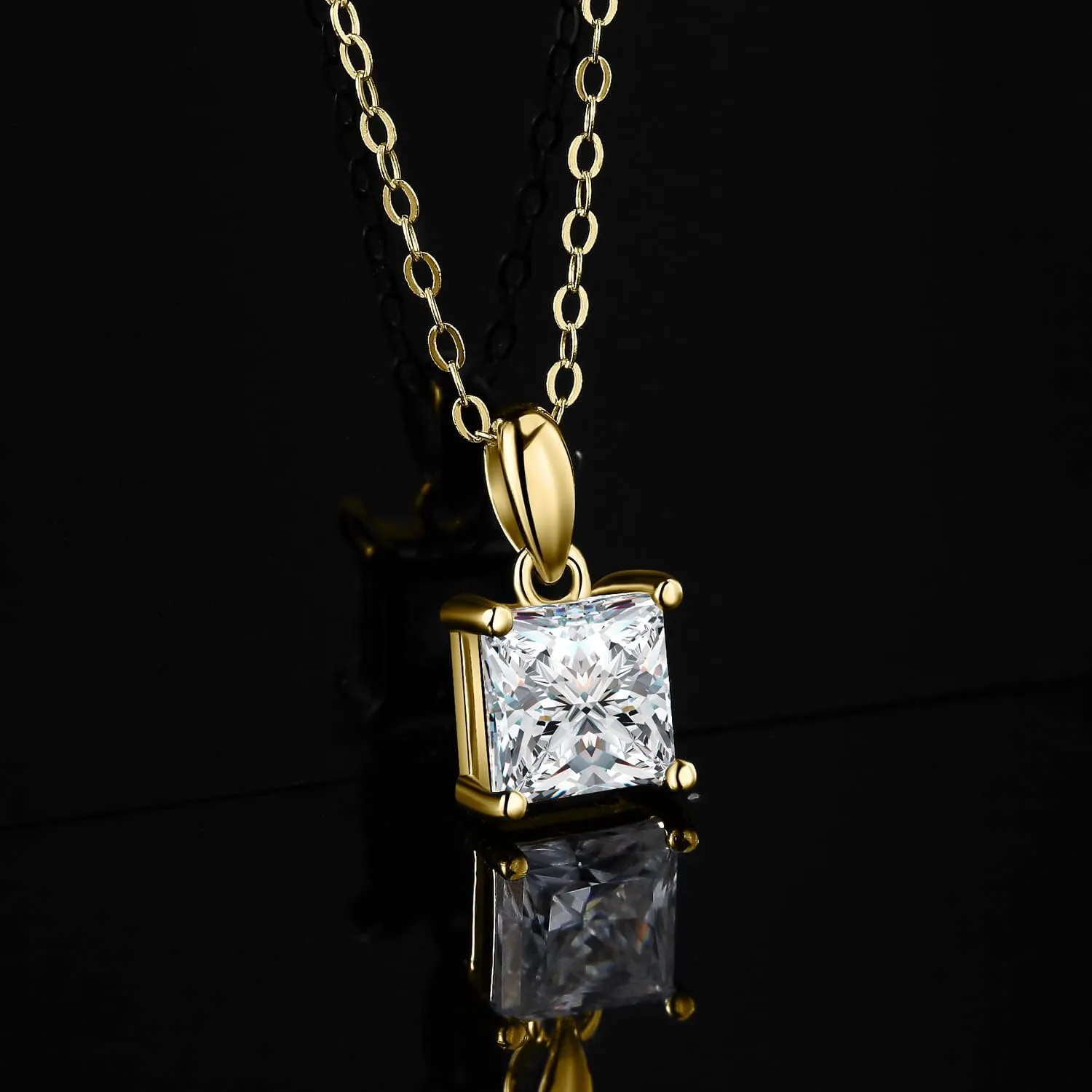 JewelryPalace 1ct Cubic Zirconia Solitaire Pendant Necklace for Women, 14K White Yellow Rose Gold Plated 925 Sterling Silver Necklaces for Her, Classic Simulated Diamond Jewelry Set, 18 Inches chain