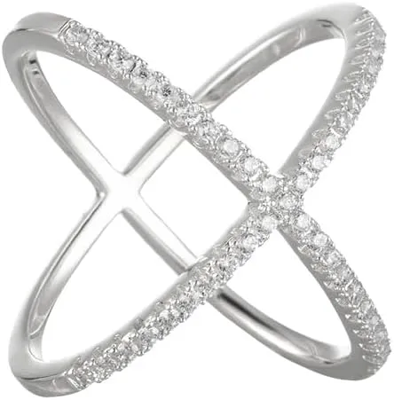 Kokoma X-Shaped Cubic Zirconia Silk Scarf Ring for Women - Dainty Scarves Buckle Holder Shawl Clip - Ring Brooch Pin for Lady Decoration Accessories
