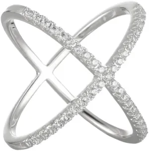 Kokoma X-Shaped Cubic Zirconia Silk Scarf Ring for Women - Dainty Scarves Buckle Holder Shawl Clip - Ring Brooch Pin for Lady Decoration Accessories