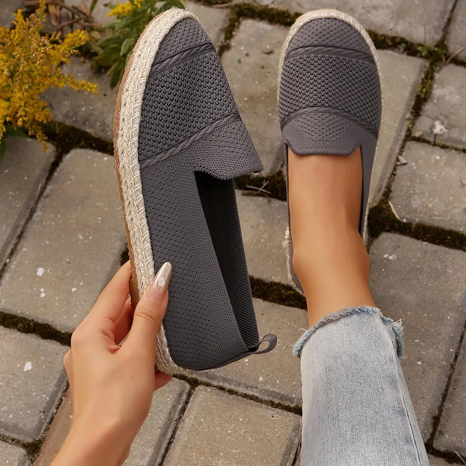 Ladies Slip on Loafer Shoes Womens Flats Dress Shoes Casual Comfortable Mesh Breathable Slip on Shoes Walking Sneakers