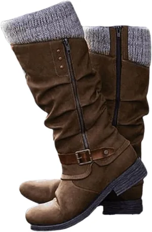 Ladmiple Boots For Women 2024 Low Heel Mid Calf Round-Toe Side Zip Punk Combat Boots Motorcycle Riding Biker Ankle Booties