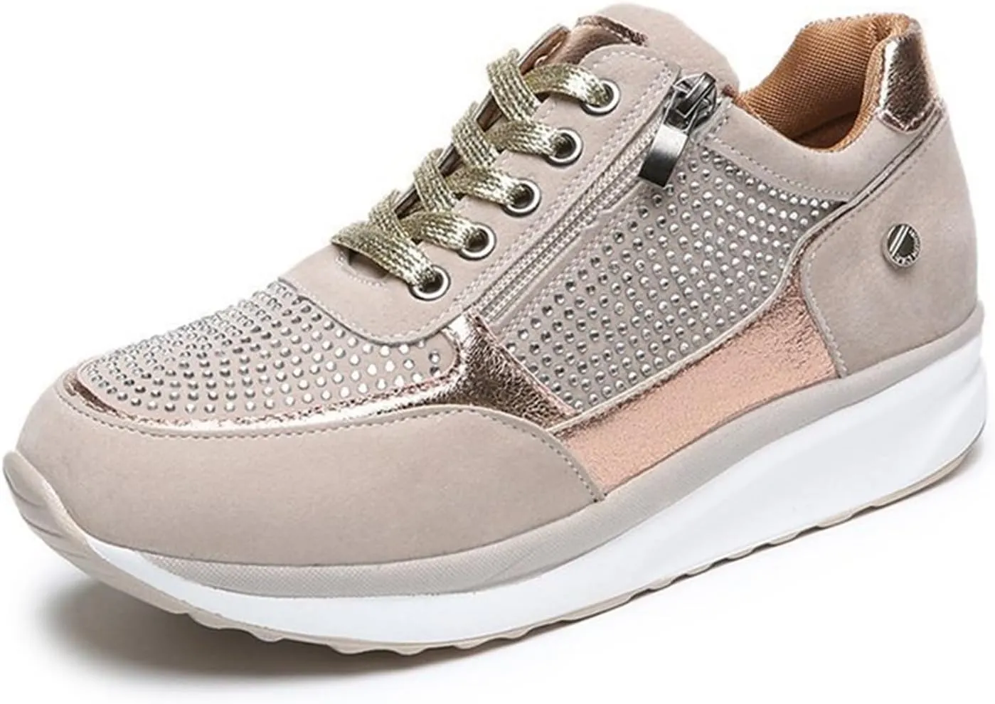 Ladmiple Sneakers For Women Walking Shoes Wide Width Slip on Glitter Shoes Fashion Sparkly Dressy Summer Flats Loafers