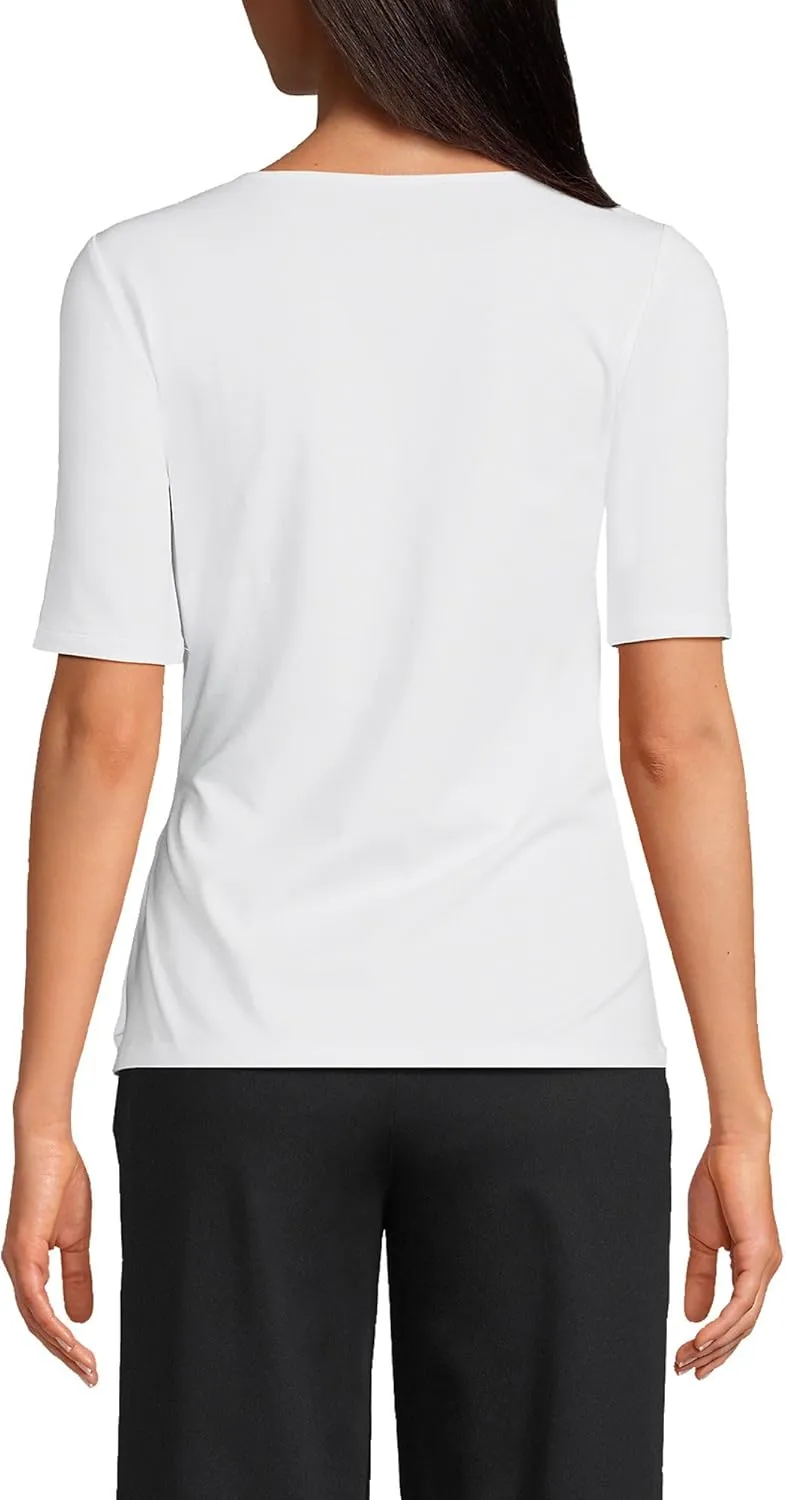 Lands' End Women's Lightweight Jersey Tie Front Top