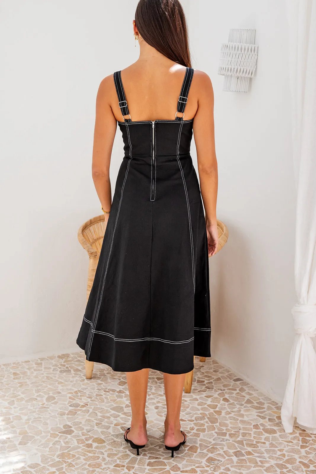 Lanna Midi Dress- Denim Black