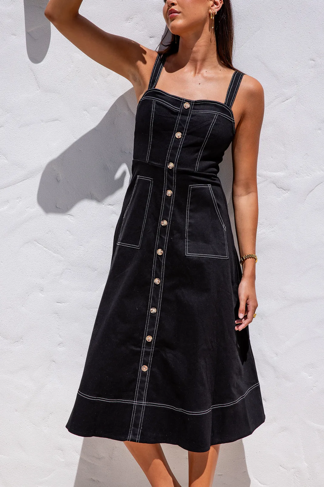 Lanna Midi Dress- Denim Black