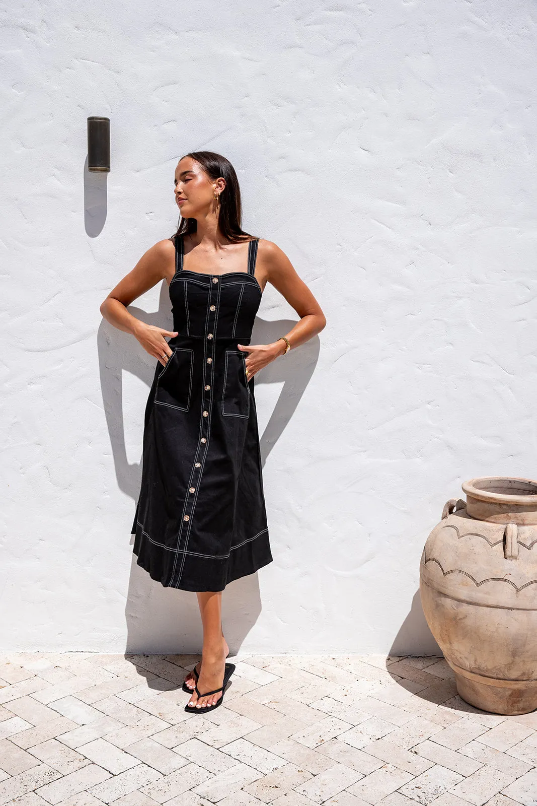 Lanna Midi Dress- Denim Black