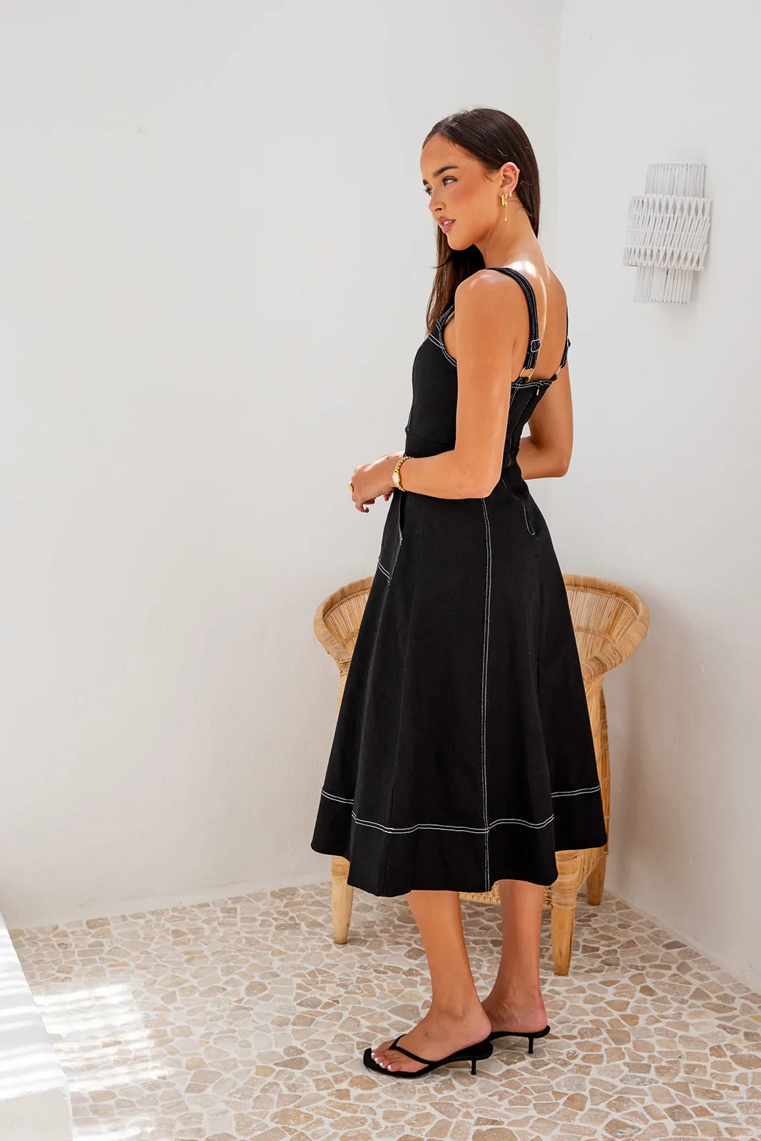 Lanna Midi Dress- Denim Black