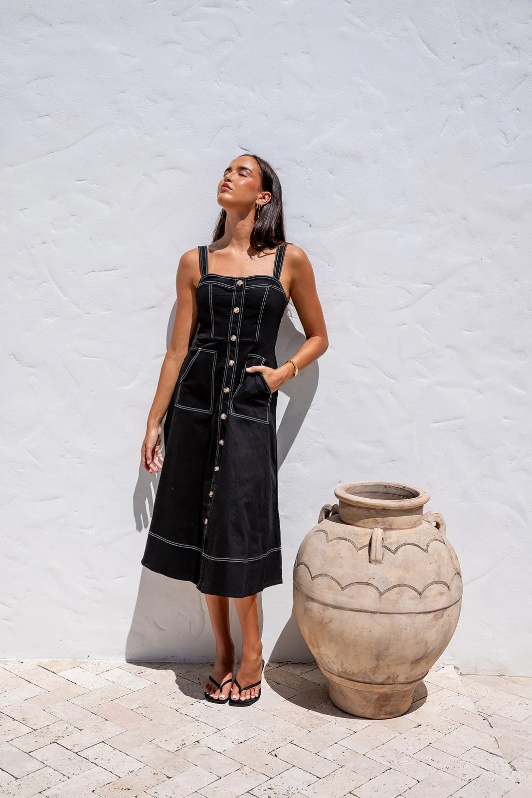 Lanna Midi Dress- Denim Black