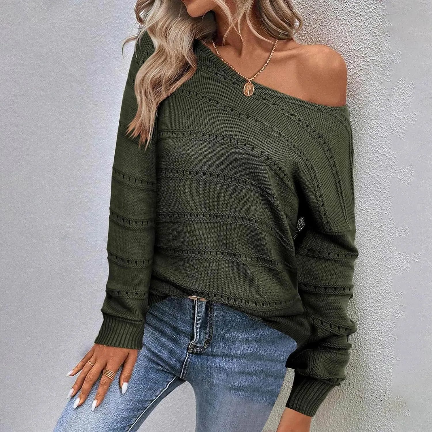 Lastesso Fall Sweaters for Women 2024 Lightweight Soft Long Sleeve Sweater Breathable Knitted Long Sleeve Slouchy Clothes