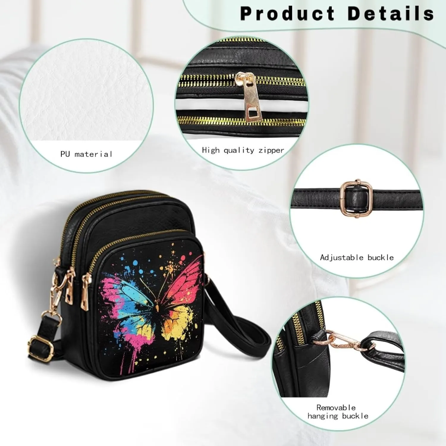 Leather Satchel Bags for Women Crossbody Mini Messenger Bag for Cell Phone Travel Outdoor Hiking