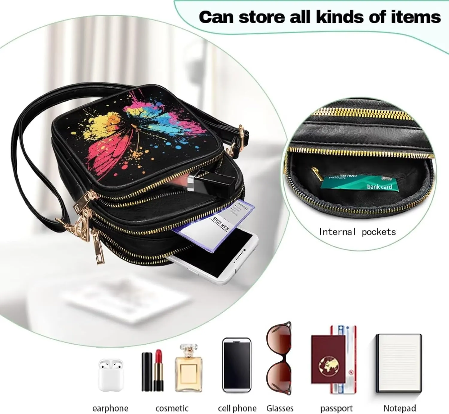 Leather Satchel Bags for Women Crossbody Mini Messenger Bag for Cell Phone Travel Outdoor Hiking