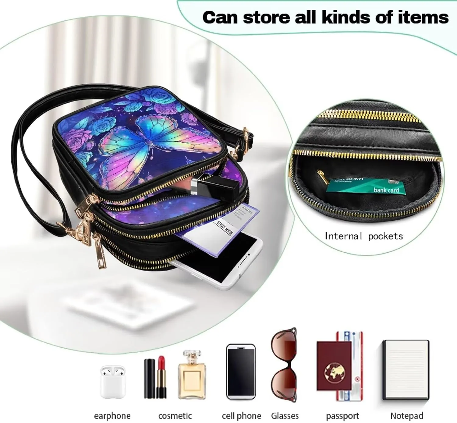Leather Satchel Bags for Women Crossbody Mini Messenger Bag for Cell Phone Travel Outdoor Hiking