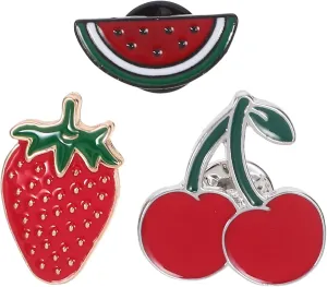 LIFKOME Cute Watermelon Strawberry Cherry Brooch Pins Fashion Enamel Lapel Pins for Women Girls 3pcs Enamel Fruits Brooches