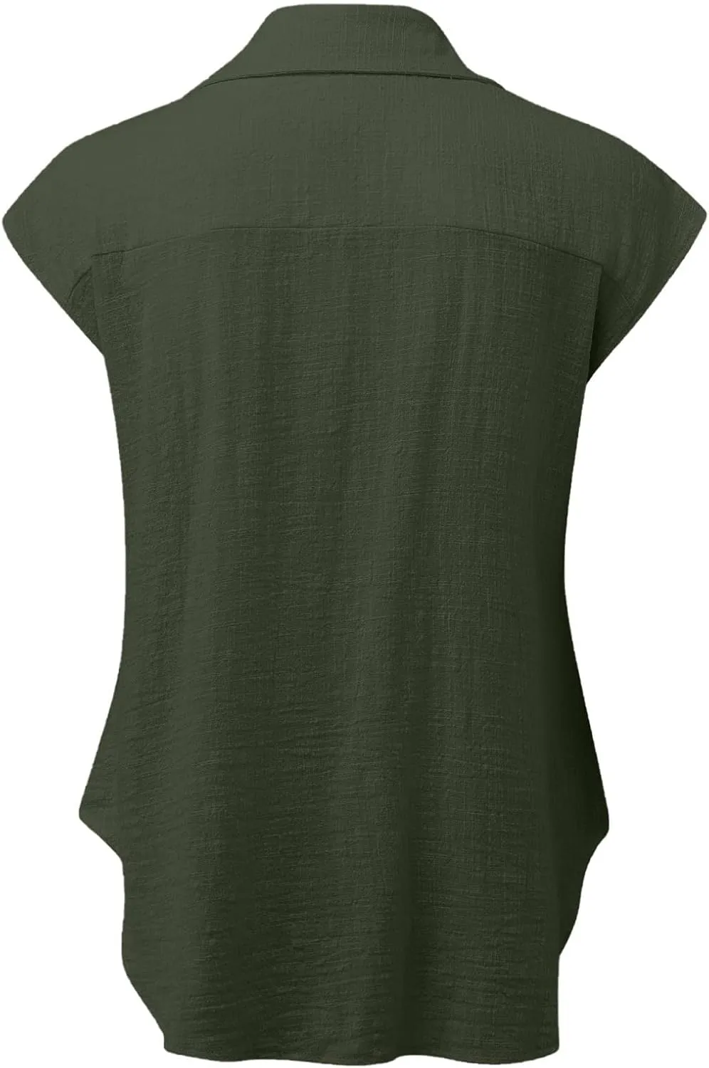 Linen Shirts for Women Trendy Button Down V Neck Shirt Summer Collared Short Sleeve Boho Tops Casual Blouses