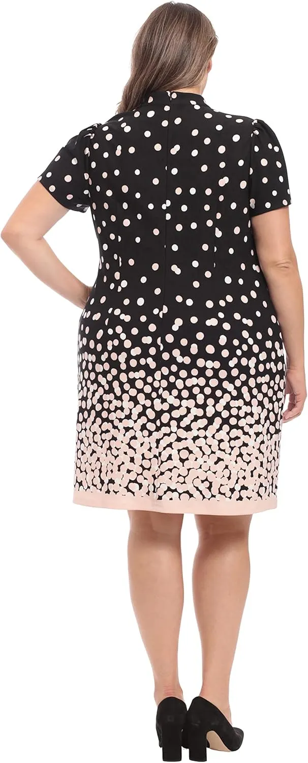 London Times Women's Tie Neck Above The Knee Feminine Office Chic Occasion Crepe Dress