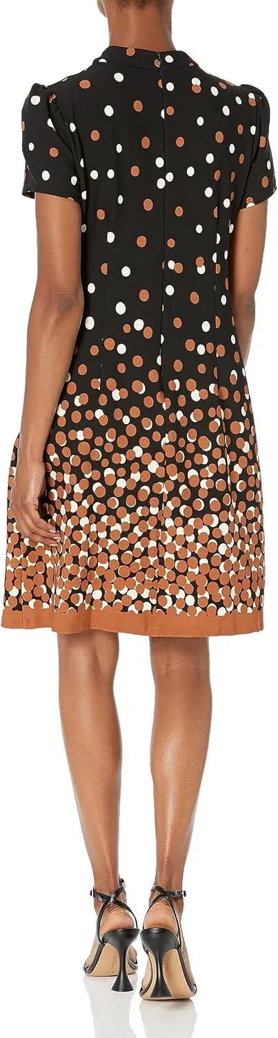 London Times Women's Tie Neck Above The Knee Feminine Office Chic Occasion Crepe Dress