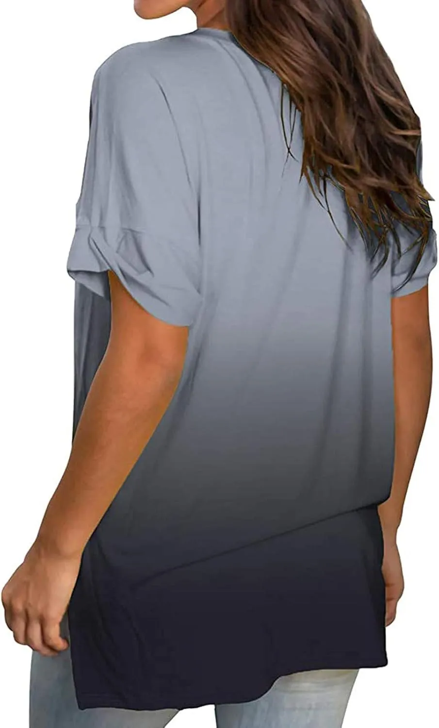 LRMQS Summer Tops for Women 2024 Plus Size Fashion Casual V Neck Short Sleeve T Shirts Comfy Trendy Ladies Blouse Tee