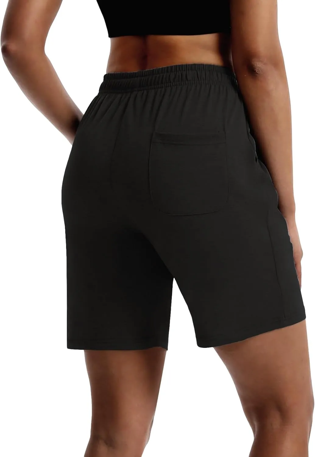 LUCKYCATCUS Women's 7" Bermuda Shorts Jersey Shorts with Pockets Workout Yoga Athletic Long Shorts for Women