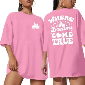 Magic Kingdom Shirt for Women: Funny Castle Graphic Tees for Women Magical Fairy Tale Gift Short Sleeve Tops Light Purple