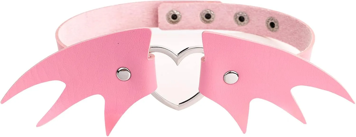 Manfnee Women's Punk Goth Choker Collar Necklace PU Leather Spike Studded Heart Vintage Choker Set