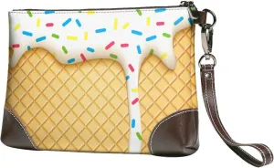 Melting Ice Cream Sprinkles Women Leather Clutch Purse Evening Bag Small Wristlet Wallet Cell Phone Bag