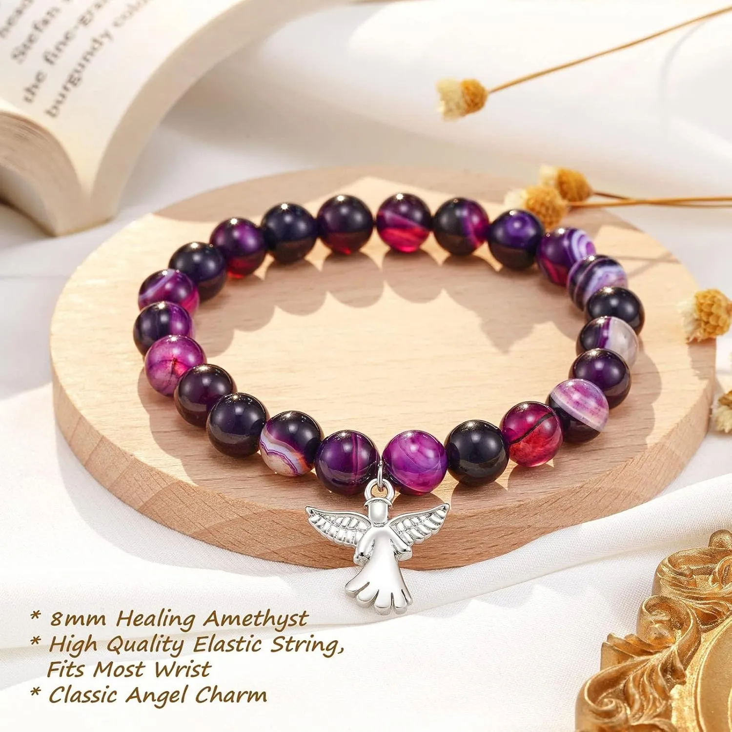 Memorial Gifts for Women Memory Bracelets Sympathy Gift for Loss Loved One Healing Natural Stone Bracelet for Women Trendy 2025
