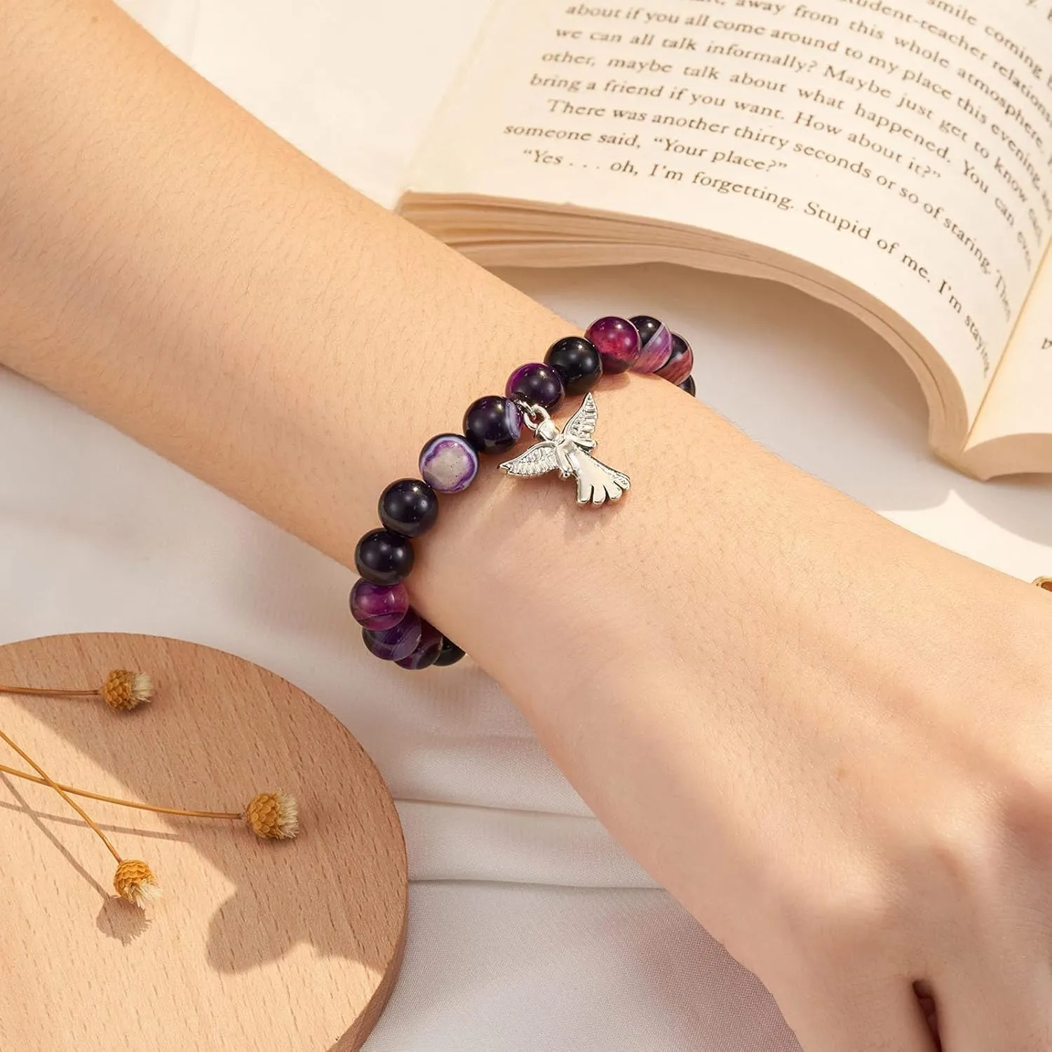 Memorial Gifts for Women Memory Bracelets Sympathy Gift for Loss Loved One Healing Natural Stone Bracelet for Women Trendy 2025