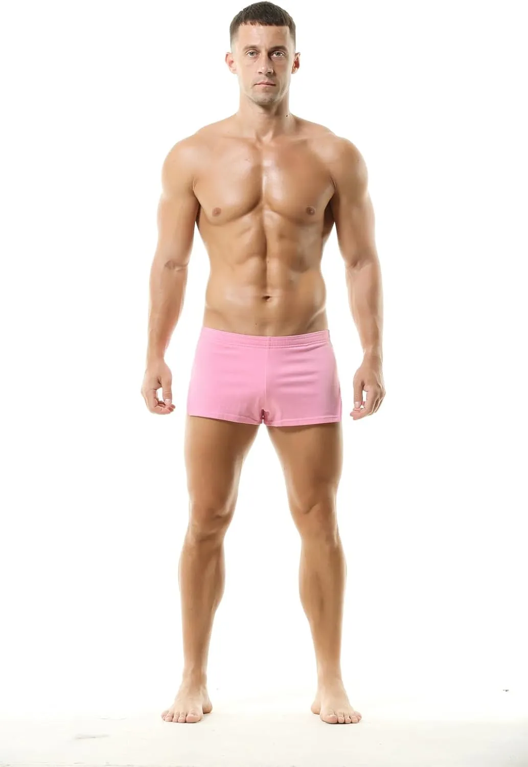 Men's Boxer Shorts Cotton Lounge Shorts Split Side Casual Activewear Solid Workout Shorts with Pockets