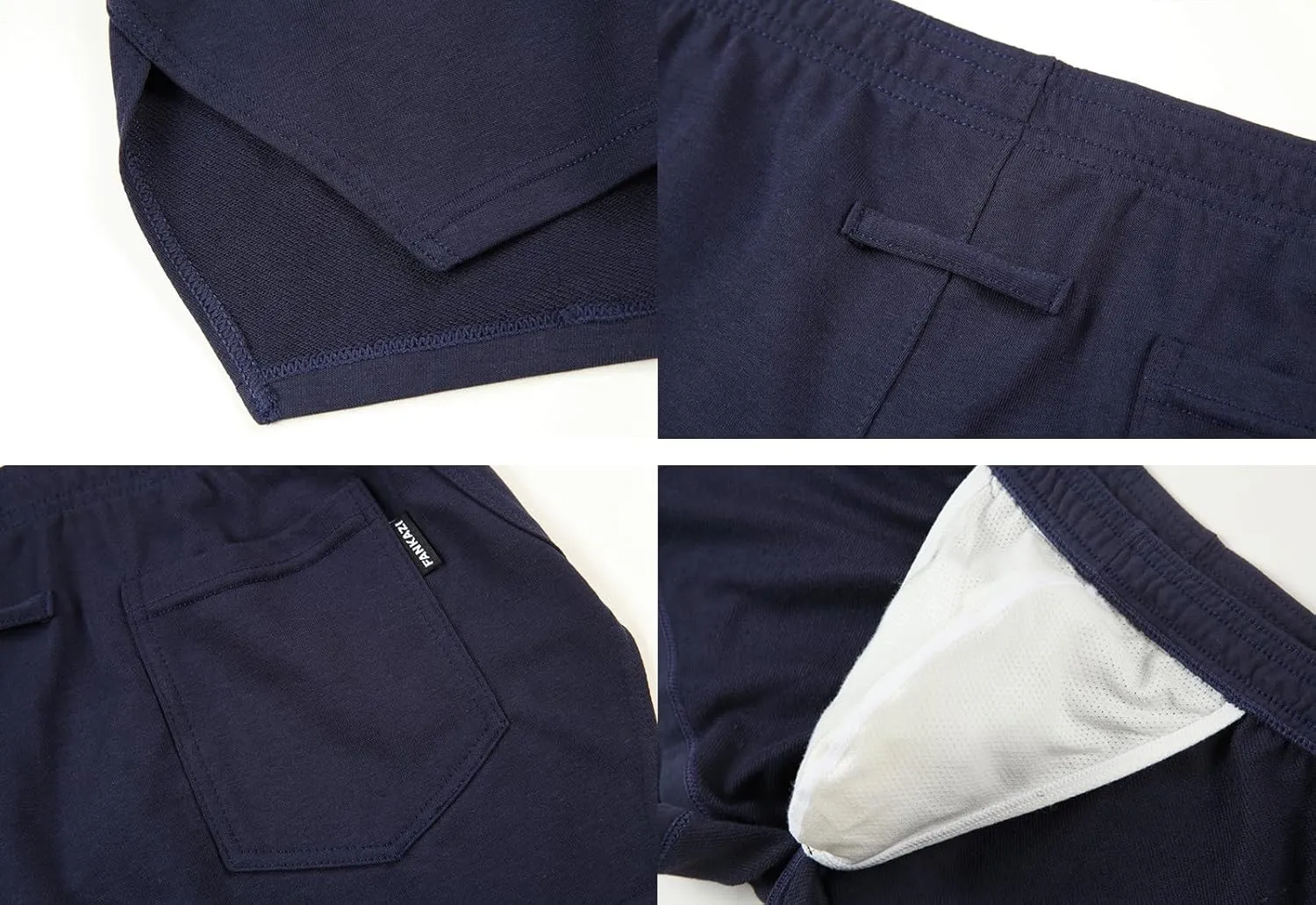 Men's Boxer Shorts Cotton Lounge Shorts Split Side Casual Activewear Solid Workout Shorts with Pockets