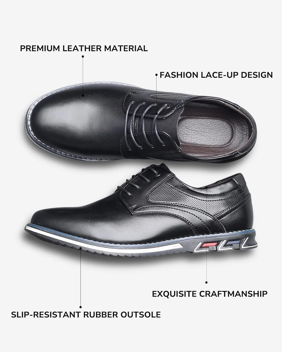 Mens Dress Shoes Casual Business Oxford Derby Orthopedic Leather Shoes Comfortable Walking Shoes Office Loafers Work Flats