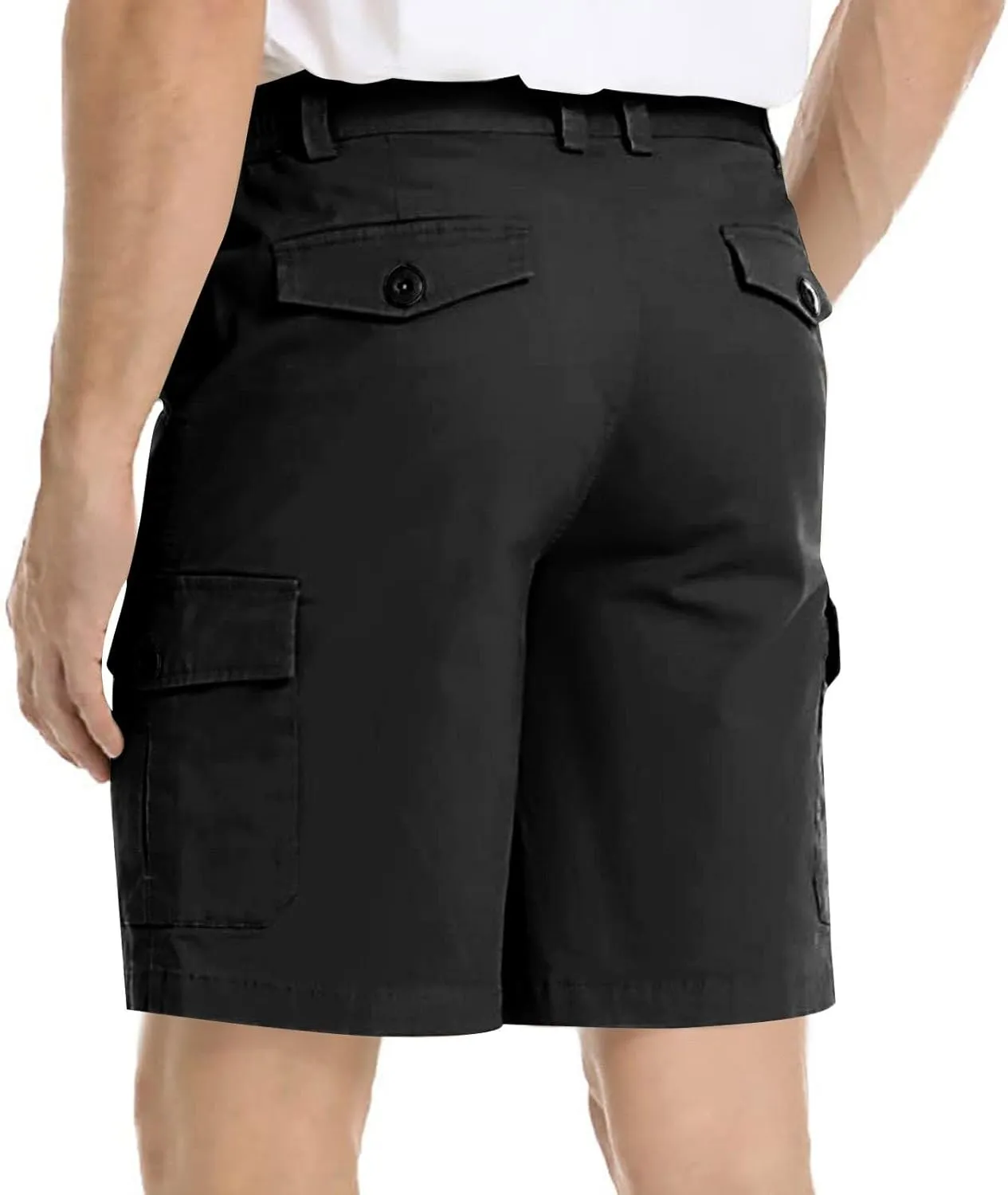 Men's Hiking Cargo Shorts Casual Lightweight Elastic Waist Bermuda Shorts Summer Outdoor Shorts with Multi Pockets