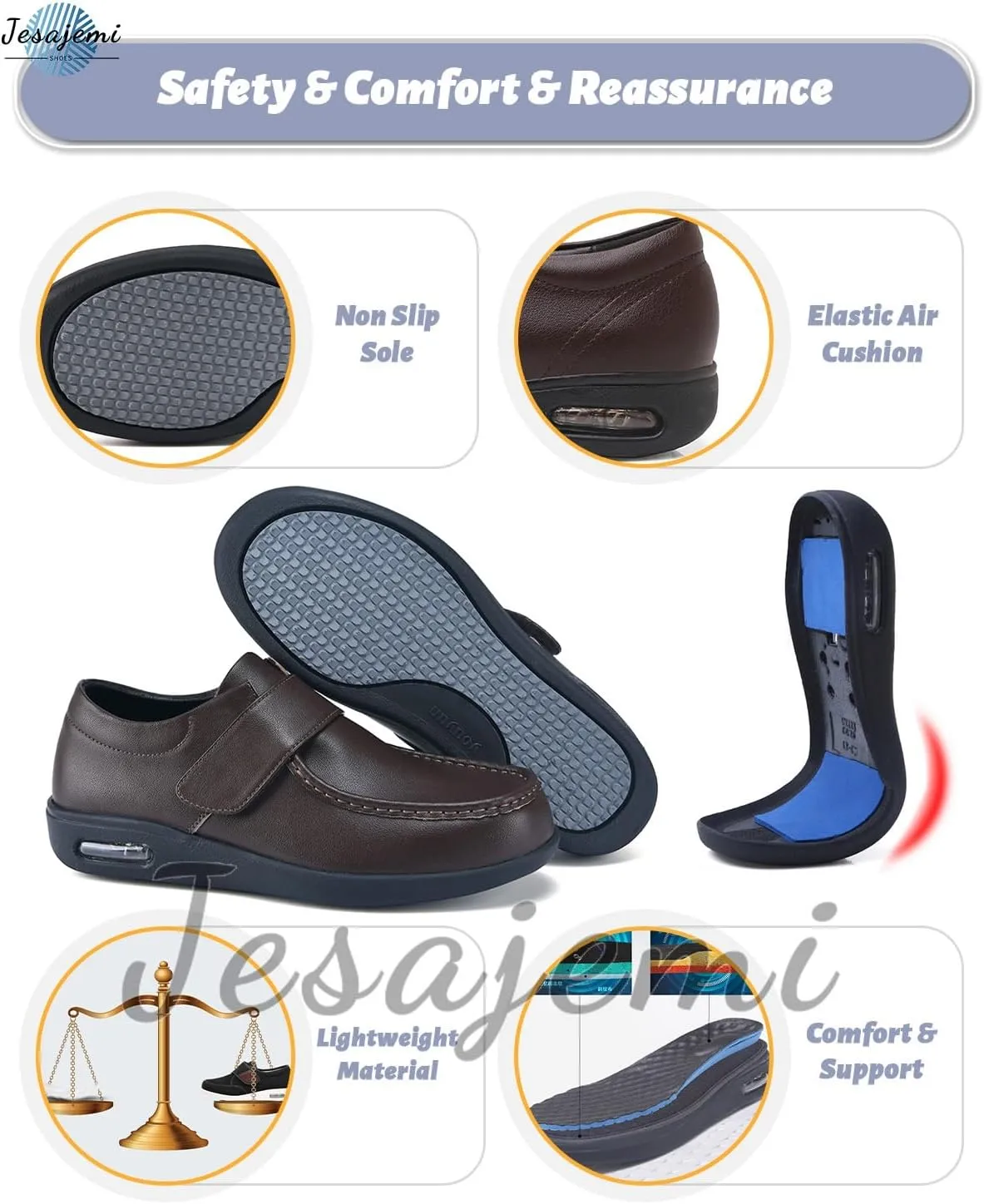 Men's Slip-On Orthopedic Walking Shoes | Waterproof PU Leather Trainers for Running, Gym, and Tennis