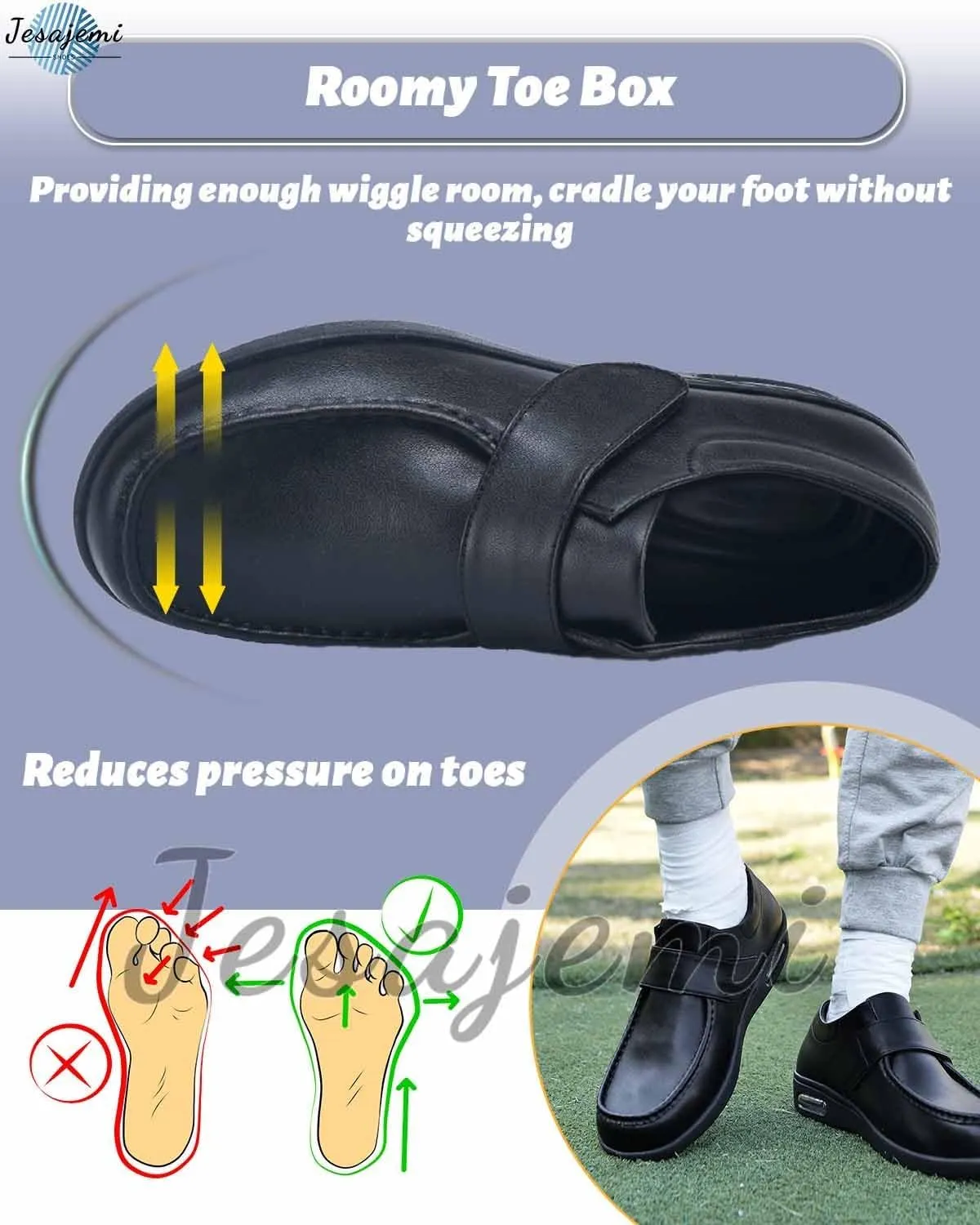 Men's Slip-On Orthopedic Walking Shoes | Waterproof PU Leather Trainers for Running, Gym, and Tennis