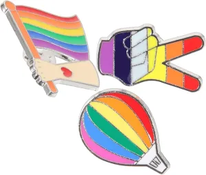 Metal Enamel Rainbow Brooch Pins for Women 3 Pack Lapel Pins Pride and Equality Symbol Fashion Accessory